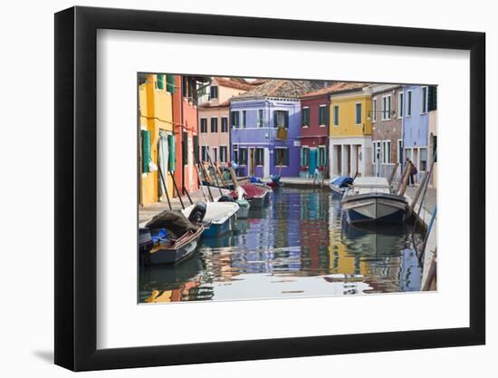 Italy, Burano, Houses along the Canals of Burano and reflections.-Terry Eggers-Framed Photographic Print