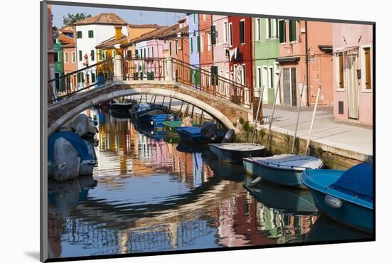 Italy, Burano, reflection of colorful houses in canal.-Merrill Images-Mounted Photographic Print