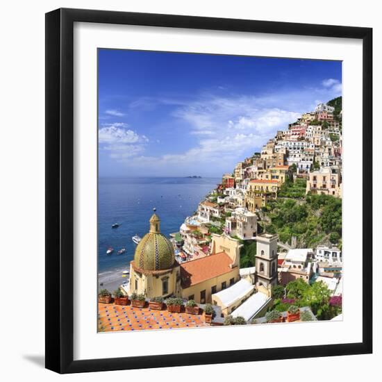 Italy, Campania, Salerno District, Peninsula of Sorrento, Positano, Santa Maria Assunta Church View-Francesco Iacobelli-Framed Photographic Print