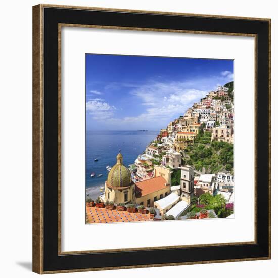 Italy, Campania, Salerno District, Peninsula of Sorrento, Positano, Santa Maria Assunta Church View-Francesco Iacobelli-Framed Photographic Print