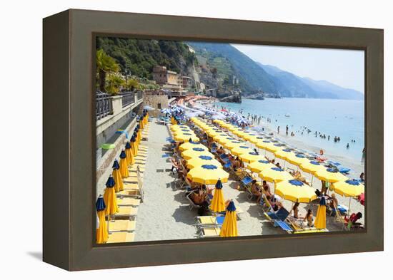Italy Cinque Terre Monterosso - Sunbathers on the Beach-null-Framed Premier Image Canvas