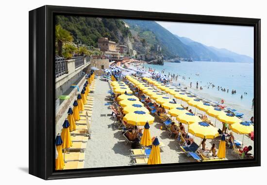 Italy Cinque Terre Monterosso - Sunbathers on the Beach-null-Framed Premier Image Canvas