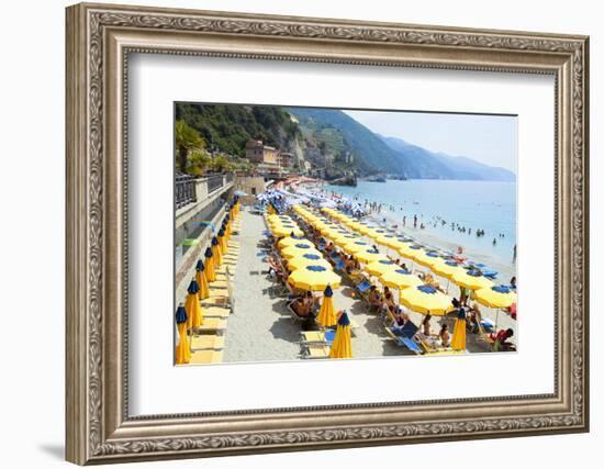 Italy Cinque Terre Monterosso - Sunbathers on the Beach-null-Framed Photographic Print