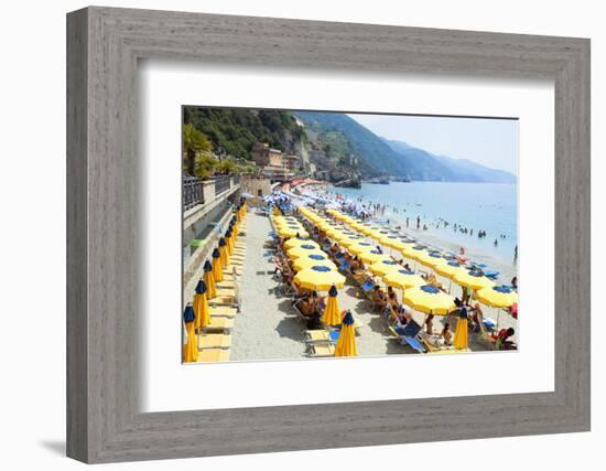 Italy Cinque Terre Monterosso - Sunbathers on the Beach-null-Framed Photographic Print