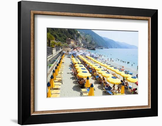 Italy Cinque Terre Monterosso - Sunbathers on the Beach--Framed Photographic Print