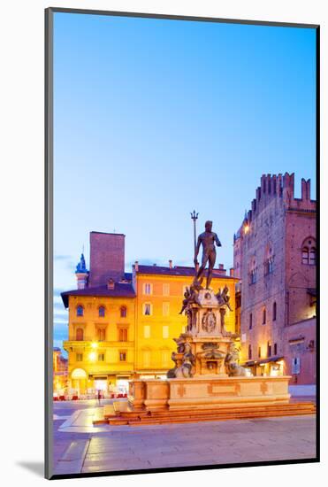 Italy, Emilia Romagana, Bologna. Piazza Maggiore with the Neptune Statue and Fountain.-Ken Scicluna-Mounted Photographic Print