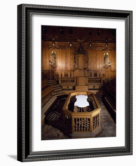 Italy, Emilia-Romagna, Bologna, Archiginnasio Palace, Interior of Anatomy Theatre-null-Framed Giclee Print