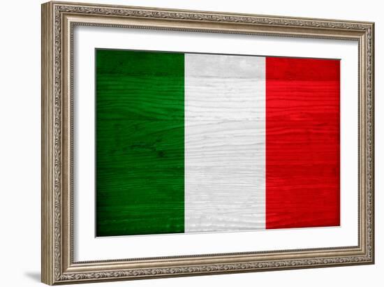 Italy Flag Design with Wood Patterning - Flags of the World Series-Philippe Hugonnard-Framed Art Print