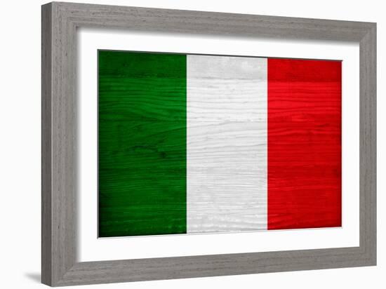 Italy Flag Design with Wood Patterning - Flags of the World Series-Philippe Hugonnard-Framed Art Print