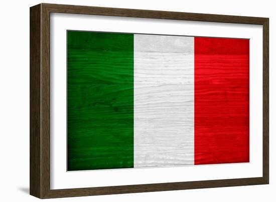 Italy Flag Design with Wood Patterning - Flags of the World Series-Philippe Hugonnard-Framed Art Print