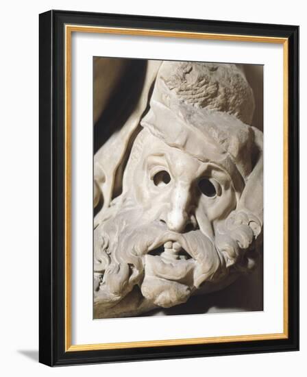 Italy, Florence, Church of San Lorenzo, Night, Detail from Tomb of Giuliano De' Medici, 1525-1534-null-Framed Giclee Print