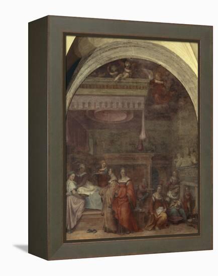 Italy, Florence, Cloister of Votes, Basilica of Most Holy Annunciation, Birth of Virgin, 1514-Andrea del Sarto-Framed Premier Image Canvas