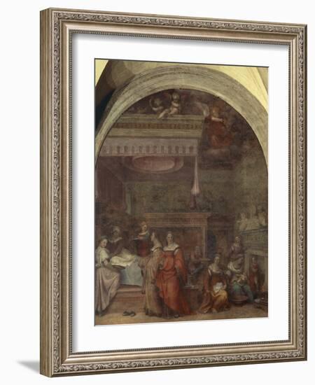 Italy, Florence, Cloister of Votes, Basilica of Most Holy Annunciation, Birth of Virgin, 1514-Andrea del Sarto-Framed Giclee Print