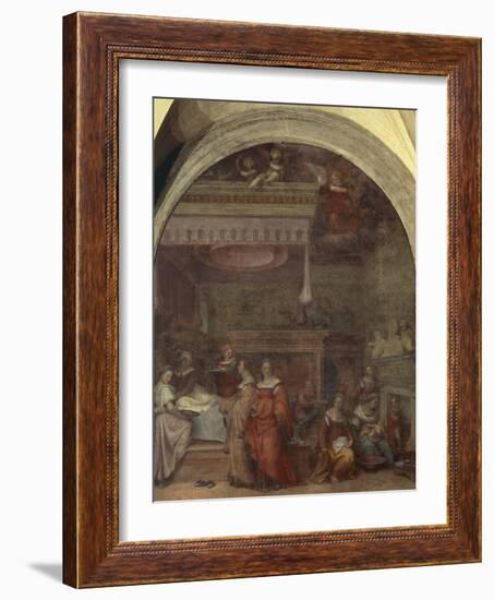 Italy, Florence, Cloister of Votes, Basilica of Most Holy Annunciation, Birth of Virgin, 1514-Andrea del Sarto-Framed Giclee Print