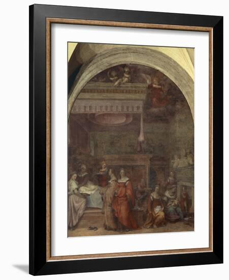 Italy, Florence, Cloister of Votes, Basilica of Most Holy Annunciation, Birth of Virgin, 1514-Andrea del Sarto-Framed Giclee Print