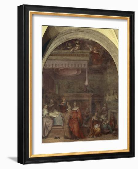 Italy, Florence, Cloister of Votes, Basilica of Most Holy Annunciation, Birth of Virgin, 1514-Andrea del Sarto-Framed Giclee Print