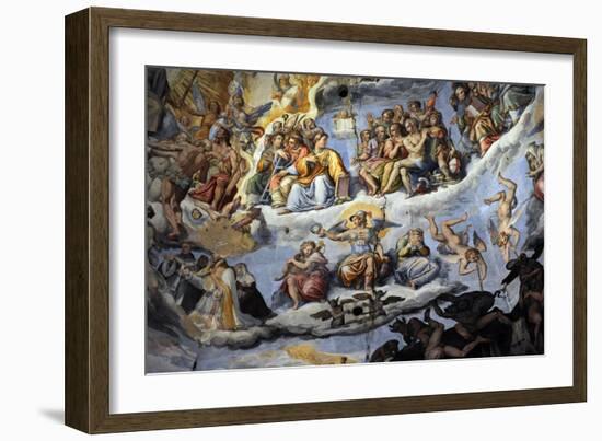 Italy. Florence. Dome of Brunelleschi. Last Judgement, by Giorgio Vasari and Zuccari-Giorgio Vasari-Framed Giclee Print