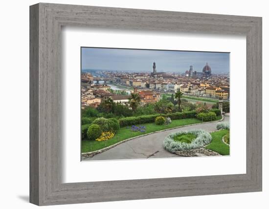 Italy, Florence. Overview of city and Arno River.-Jaynes Gallery-Framed Photographic Print