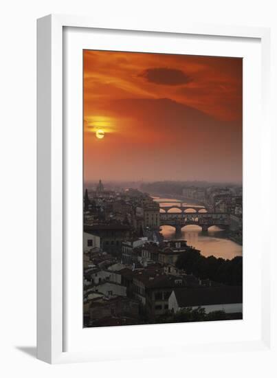 Italy, Florence, Tuscany. Central Florence at Sunset-Walter Bibikow-Framed Photographic Print