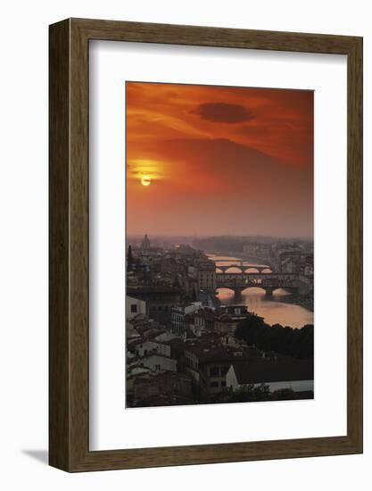 Italy, Florence, Tuscany. Central Florence at Sunset-Walter Bibikow-Framed Photographic Print