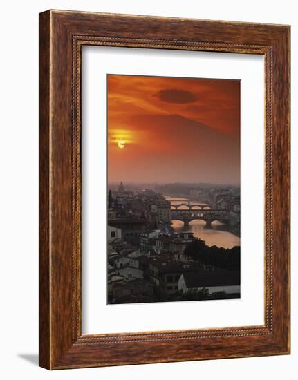 Italy, Florence, Tuscany. Central Florence at Sunset-Walter Bibikow-Framed Photographic Print