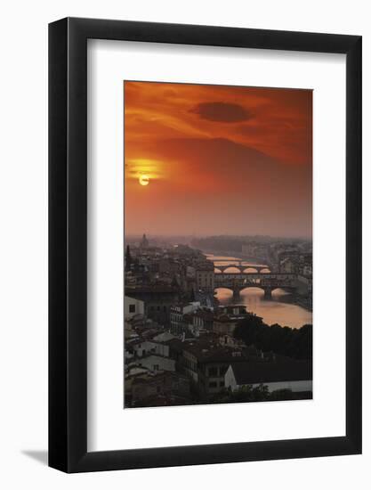 Italy, Florence, Tuscany. Central Florence at Sunset-Walter Bibikow-Framed Photographic Print