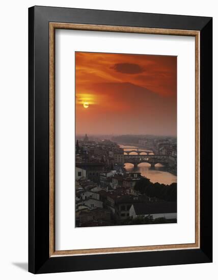 Italy, Florence, Tuscany. Central Florence at Sunset-Walter Bibikow-Framed Photographic Print