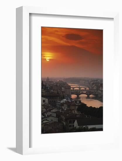 Italy, Florence, Tuscany. Central Florence at Sunset-Walter Bibikow-Framed Photographic Print