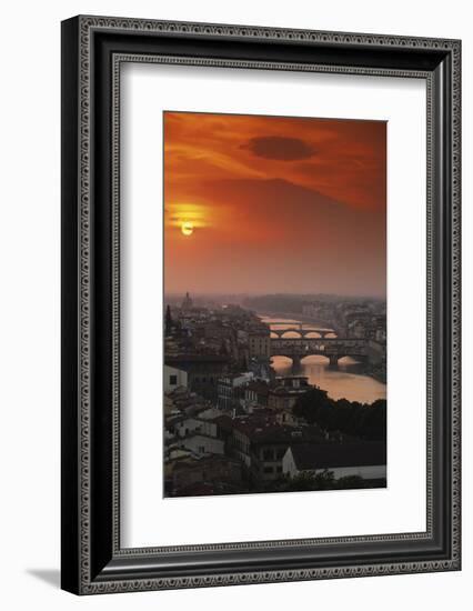 Italy, Florence, Tuscany. Central Florence at Sunset-Walter Bibikow-Framed Photographic Print