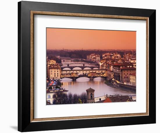 Italy, Florence, Tuscany, Western Europe, 'Ponte Vecchio' and Other Bridges on the Arno River and S-Ken Scicluna-Framed Photographic Print