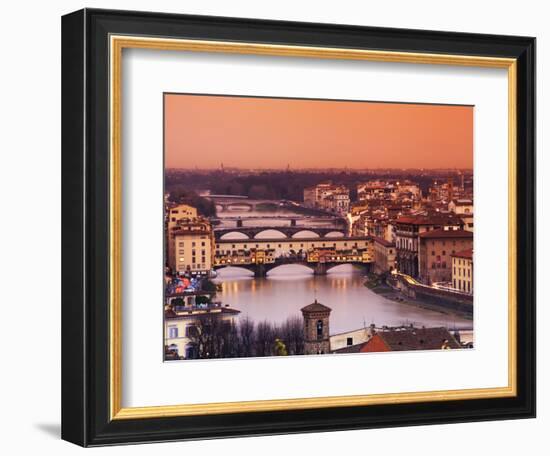 Italy, Florence, Tuscany, Western Europe, 'Ponte Vecchio' and Other Bridges on the Arno River and S-Ken Scicluna-Framed Photographic Print