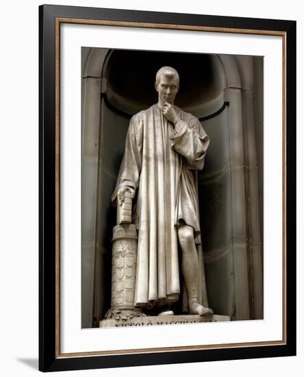 Italy, Florence, Western Europe, Statue of Niccolo Machiavelli Mostly known for Writing 'The Prince-Ken Scicluna-Framed Photographic Print