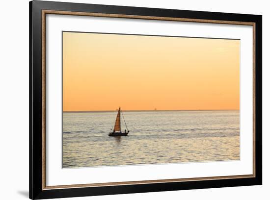 Italy, Friuli Venezia Giulia, Trieste, Boat at Sunset-Andrea Pavan-Framed Photographic Print