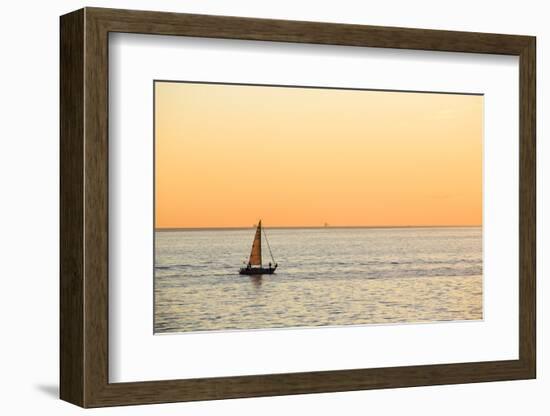 Italy, Friuli Venezia Giulia, Trieste, Boat at Sunset-Andrea Pavan-Framed Photographic Print