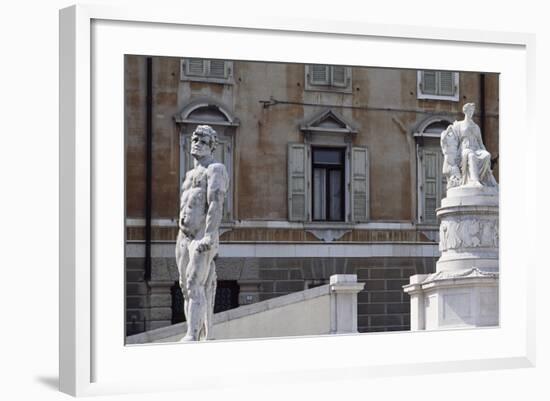 Italy, Friuli-Venezia Giulia, Udine, View of Freedom Square with Statue of Cacus and Peace-null-Framed Giclee Print