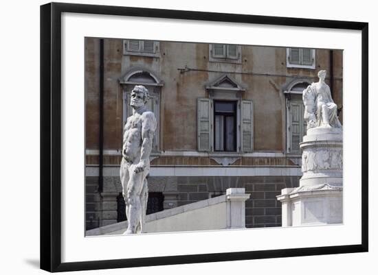 Italy, Friuli-Venezia Giulia, Udine, View of Freedom Square with Statue of Cacus and Peace-null-Framed Giclee Print