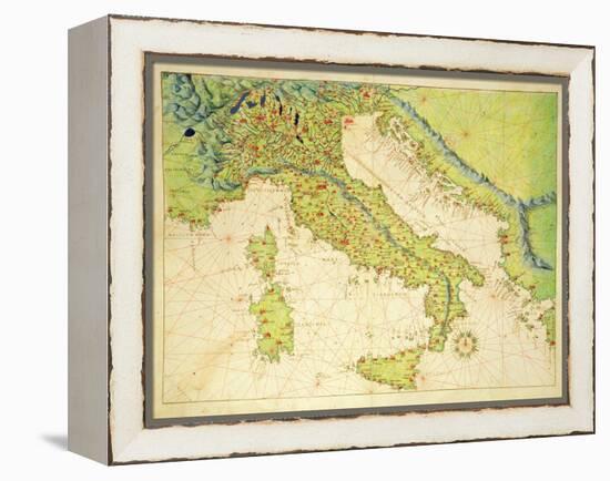 Italy, from an Atlas of the World in 33 Maps, Venice, 1st September 1553-Battista Agnese-Framed Premier Image Canvas