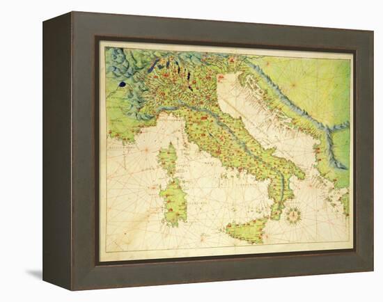 Italy, from an Atlas of the World in 33 Maps, Venice, 1st September 1553-Battista Agnese-Framed Premier Image Canvas