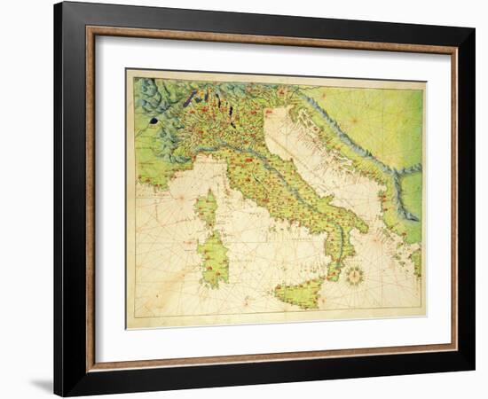 Italy, from an Atlas of the World in 33 Maps, Venice, 1st September 1553-Battista Agnese-Framed Giclee Print