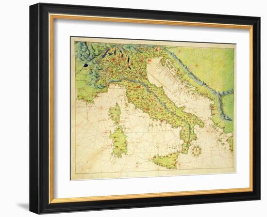 Italy, from an Atlas of the World in 33 Maps, Venice, 1st September 1553-Battista Agnese-Framed Giclee Print