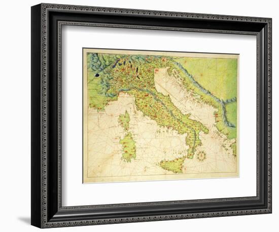 Italy, from an Atlas of the World in 33 Maps, Venice, 1st September 1553-Battista Agnese-Framed Giclee Print