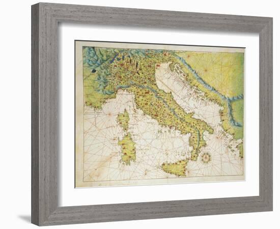 Italy, from Atlas of the World in Thirty-Three Maps, 1553-Battista Agnese-Framed Giclee Print