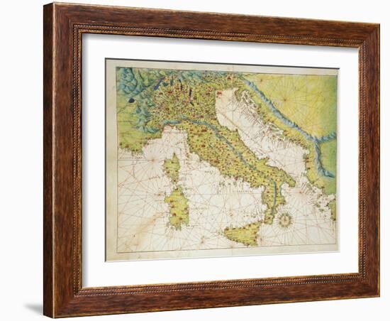 Italy, from Atlas of the World in Thirty-Three Maps, 1553-Battista Agnese-Framed Giclee Print