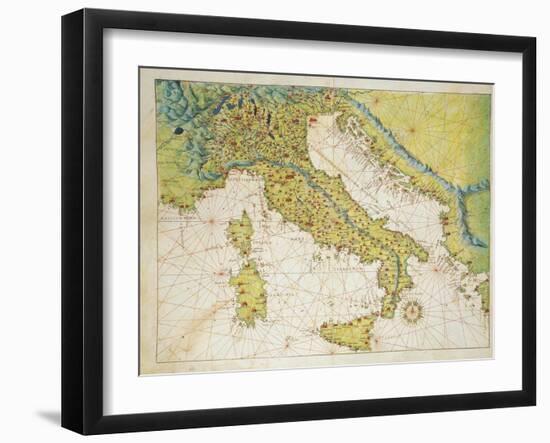 Italy, from Atlas of the World in Thirty-Three Maps, 1553-Battista Agnese-Framed Giclee Print