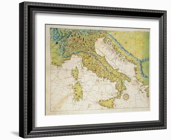 Italy, from Atlas of the World in Thirty-Three Maps, 1553-Battista Agnese-Framed Giclee Print