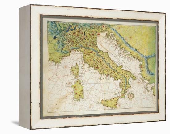 Italy, from Atlas of the World in Thirty-Three Maps, 1553-Battista Agnese-Framed Premier Image Canvas
