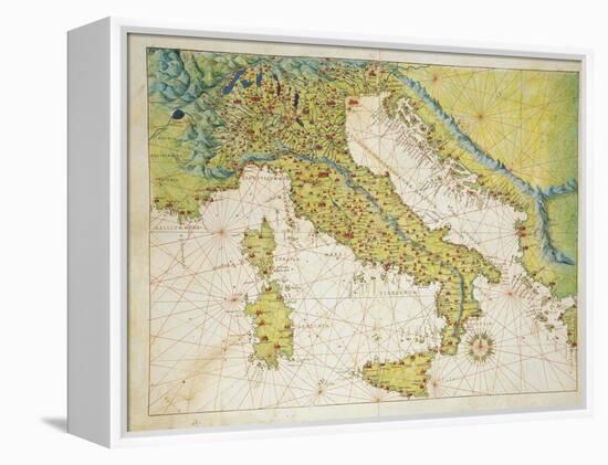 Italy, from Atlas of the World in Thirty-Three Maps, 1553-Battista Agnese-Framed Premier Image Canvas