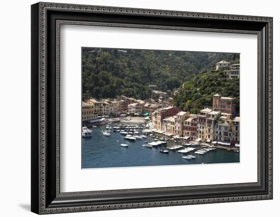 Italy, Genoa province, Portofino. Fishing village on the Ligurian Sea, overlooking harbor-Alan Klehr-Framed Photographic Print