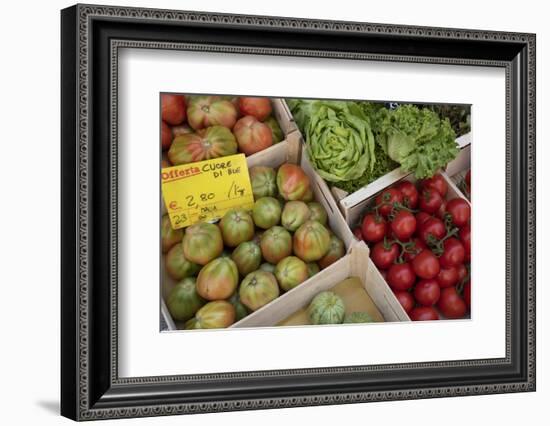 Italy, Genoa Province, Rapallo. Fresh produce in outdoor market-Alan Klehr-Framed Photographic Print