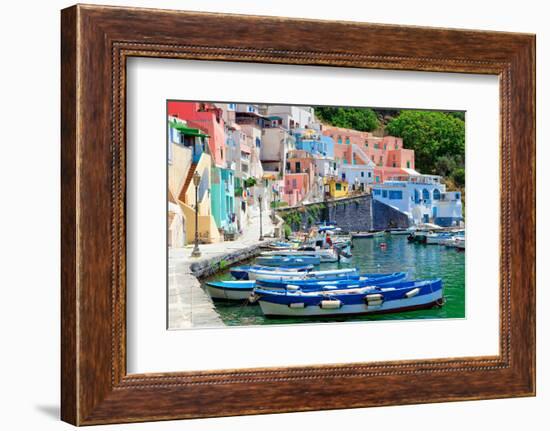 Italy, Gulf of Naples, Procida island - Village Corricella.-null-Framed Photographic Print